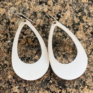 Nickel & Suede Medium Select White Leather Cutout Earrings